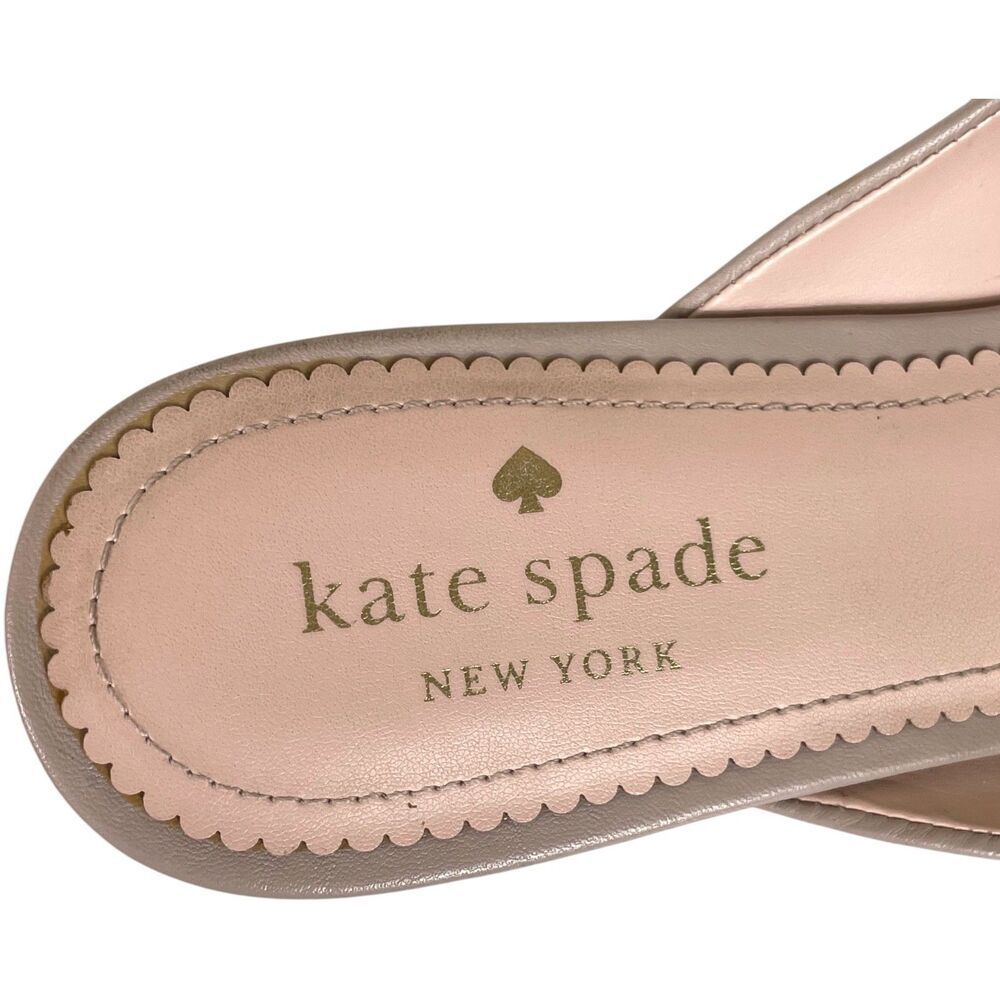 Kate Spade Isadora Beige Leather Pointed Toe Chain Mule Size 8.5 - Picture 3 of 16